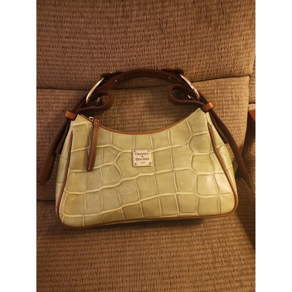 Dooney & Bourke Sage Green Crocodile-Embossed Leather Hobo Bag - Picture 1 of 12